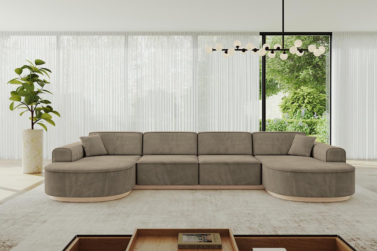 WOHNLANDSCHAFT MARI-U2-v1 - 388x171x83 cm Dunkelbraun Velours - Dunkelbraun, Holzwerkstoff/Textil (388/83/171cm) - ALTDECOR