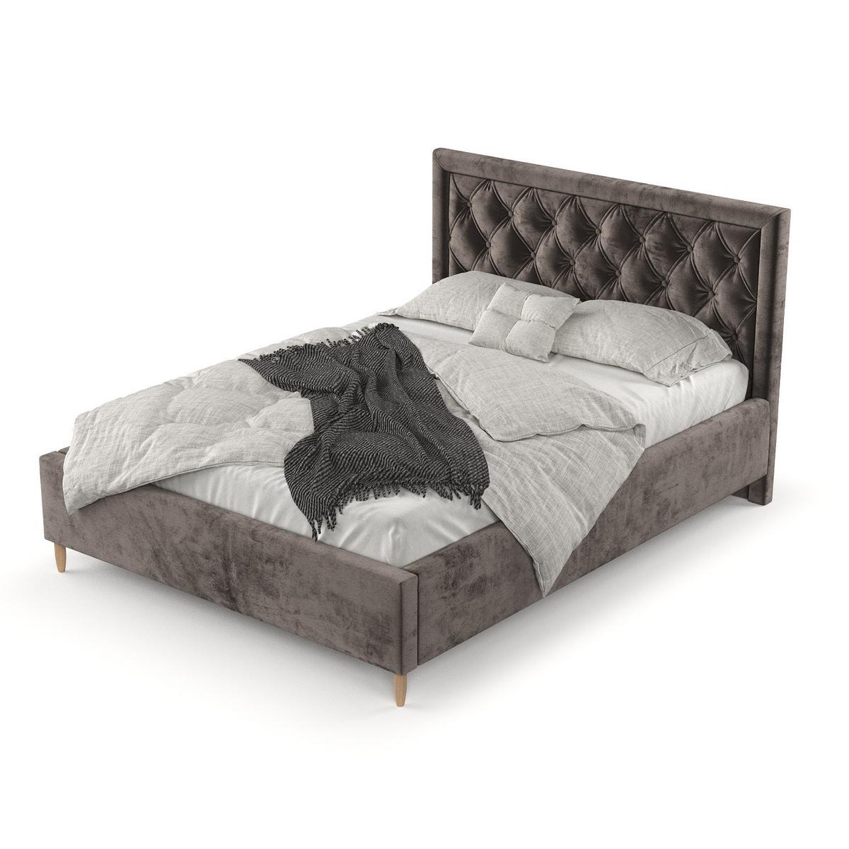 POLSTERBETT Lido 160/200 cm Braun im Lotta Stoff - Naturfarben/Braun, Holz/Holzwerkstoff (160/200cm) - AltaBeds
