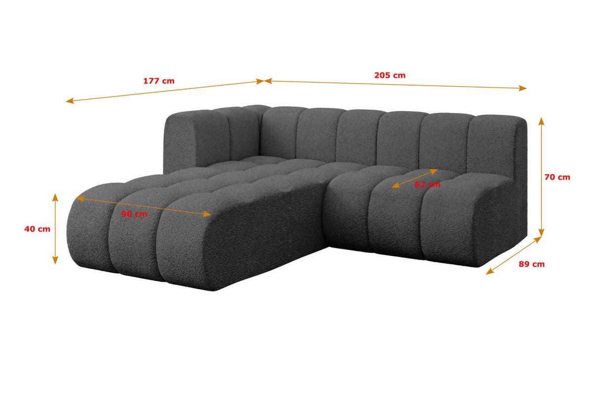 ECKSOFA modulares Sofa Darnel-L1 - 205x177x70 cm Grau - Grau, Holzwerkstoff/Textil (205/177cm) - ALTDECOR