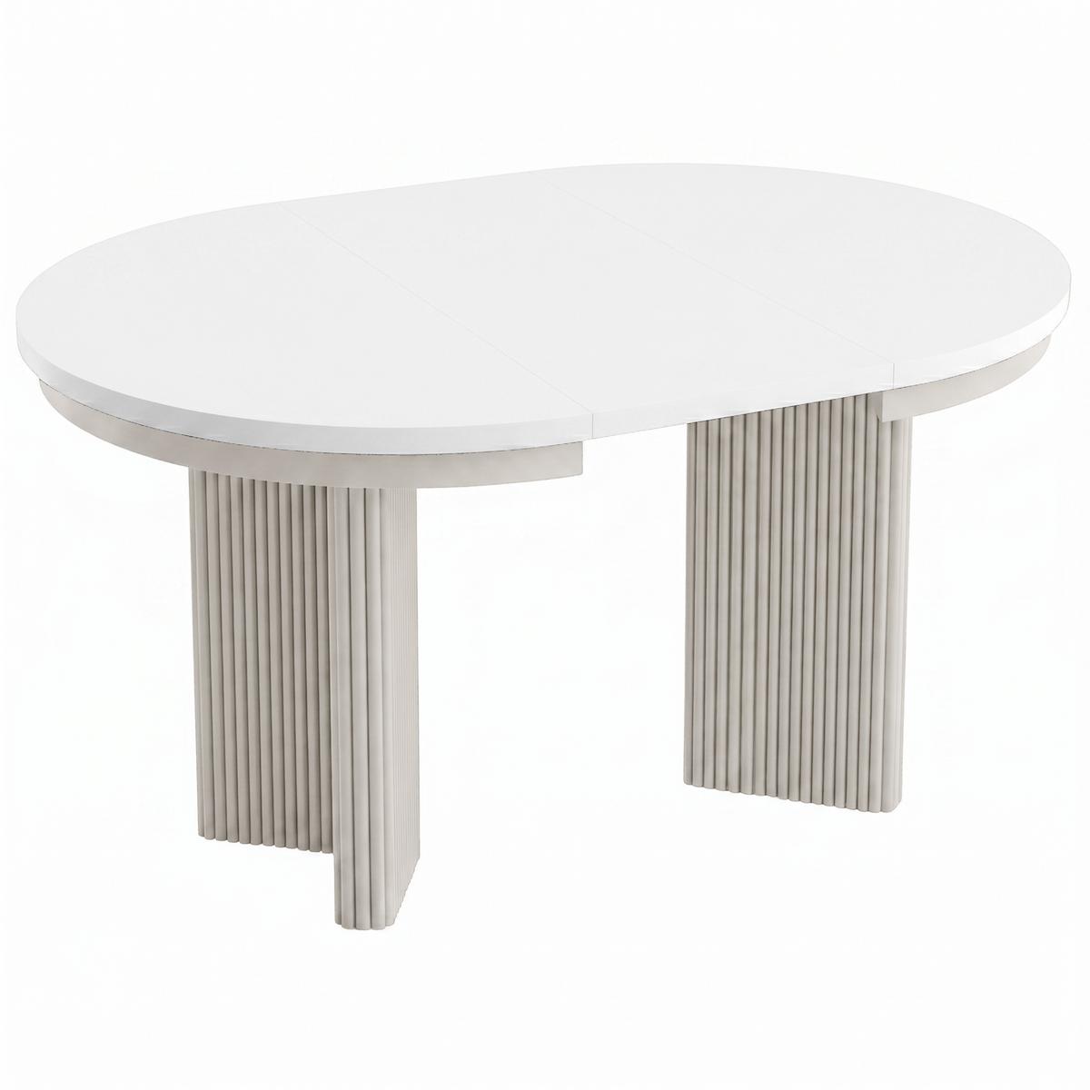 ESSTISCH Prestige runder Design-Tisch, ausziehbar Ø 120–200 cm, Weiß+Kaschmir-Beine - Kaschmir/Weiß, Metall (120/120/77cm) - Beautysofa