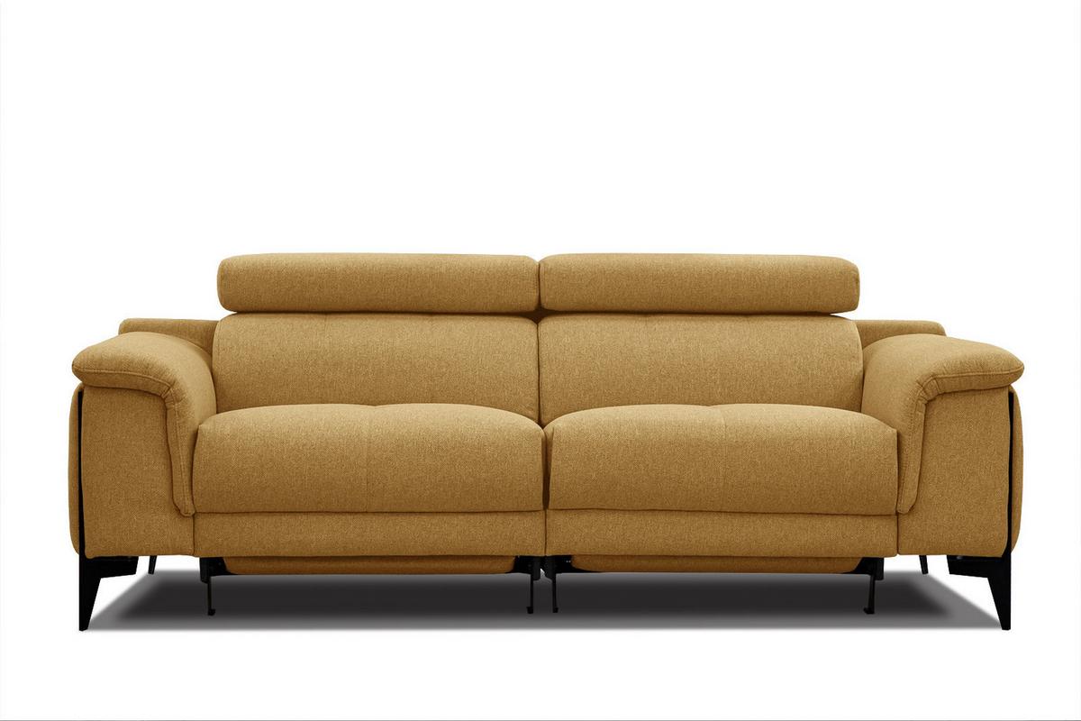 RELAXSOFA MATERA 3-Sitzer mit 2 Relaxfunktionen, dunkelgelb - Dunkelgelb/Schwarz, Holzwerkstoff/Textil (212/82/103cm) - Wozimo