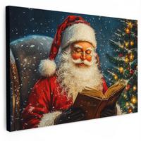 LEINWANDBILD Weihnachtsmann - Weihnachten - Winter - Weihnachtsbaum Wohnzimmer Groß 120x80 cm - Bordeaux, Textil (120/80cm) - MuchoWow