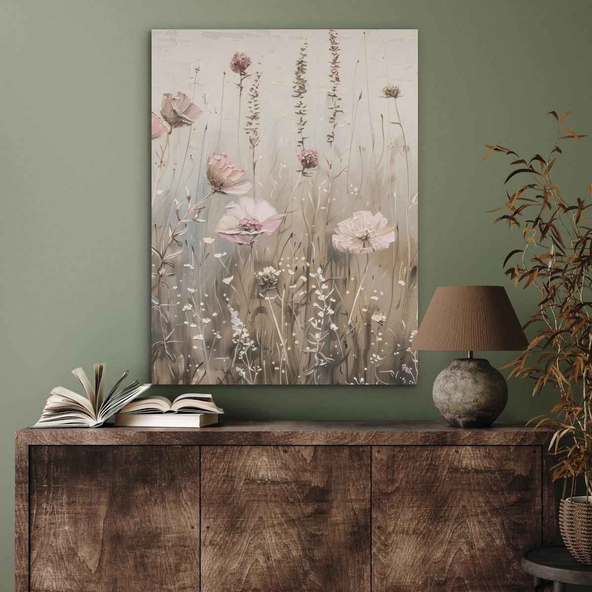 AKUSTIKBILD Blumen - Rosa - Modern - Beige Wandbilder 60x80 cm - Beige, Kunststoff (60/80/0.9cm) - MuchoWow