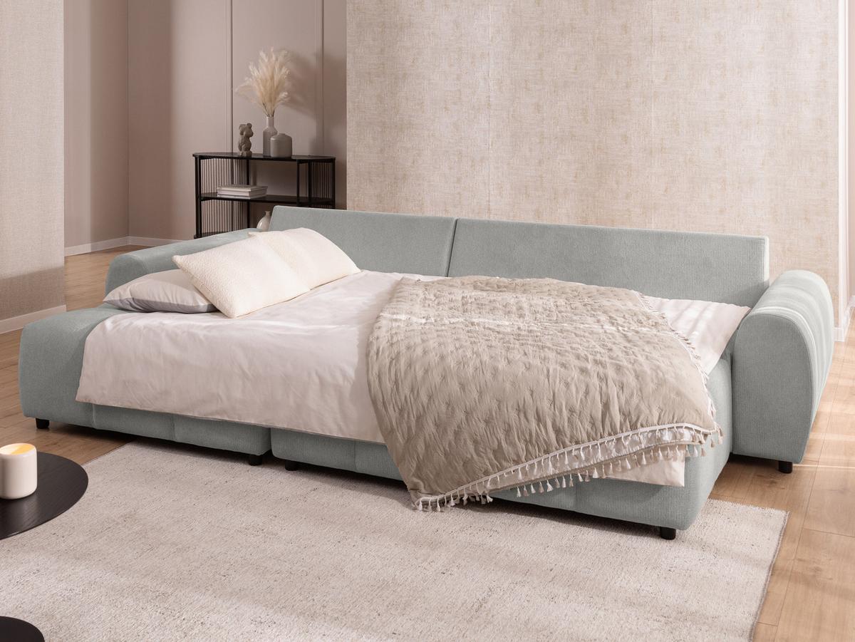 HOCKER Bubble mit Sitzfläche in Bubble-Optik aus weichem Hellgrau Strukturstoff mit schöner Sitzkomfort - Hellgrau/Schwarz, Holz/Kunststoff (147/42/74cm) - S-Style Möbel