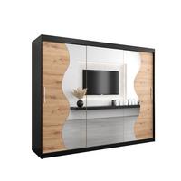 SCHWEBETÜRENSCHRANK 200/250/62 3-türig - Silberfarben/Schwarz, Holz/Kunststoff (250/200/62cm) - MÖBEL KRYSPOL