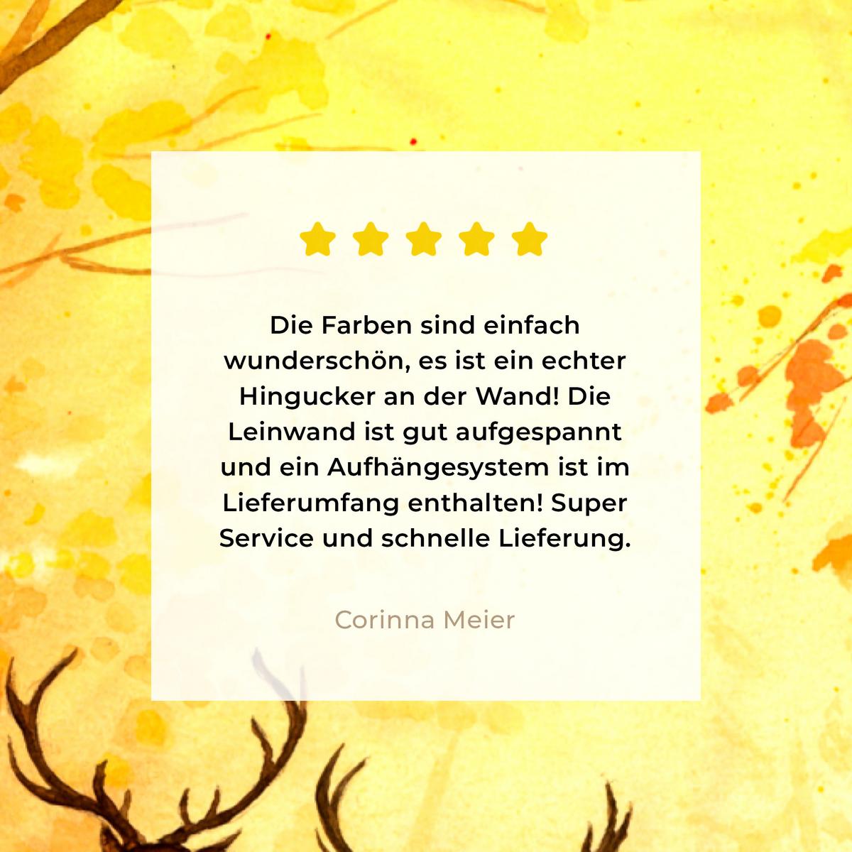 LEINWANDBILD Natur - Ölfarbe - Hirsche - Tiere - Herbst - Orange Wanddeko Schlafzimmer 60x90 cm - Orange, Textil (60/90cm) - MuchoWow