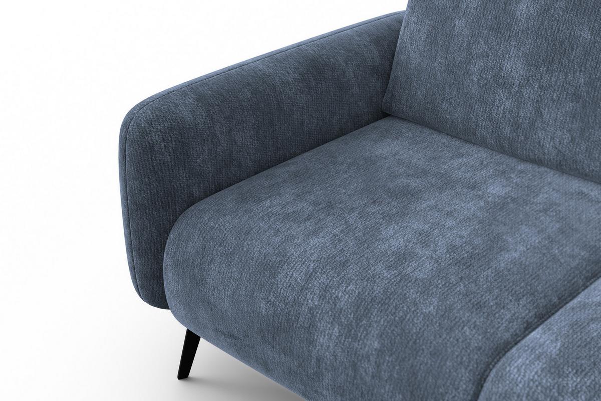 SOFA FEBE 2-Sitzer, marineblauer Chenille-Stoff - Blau/Schwarz, Holz/Textil (160/82/96cm) - Wozimo