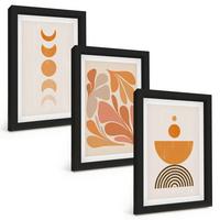 BILDER SET 3er Set - 20x30 cm Schwarzer Rahmen - Abstrakte orange Formen - Schwarz, Kunststoff (20/30cm) - TULUP