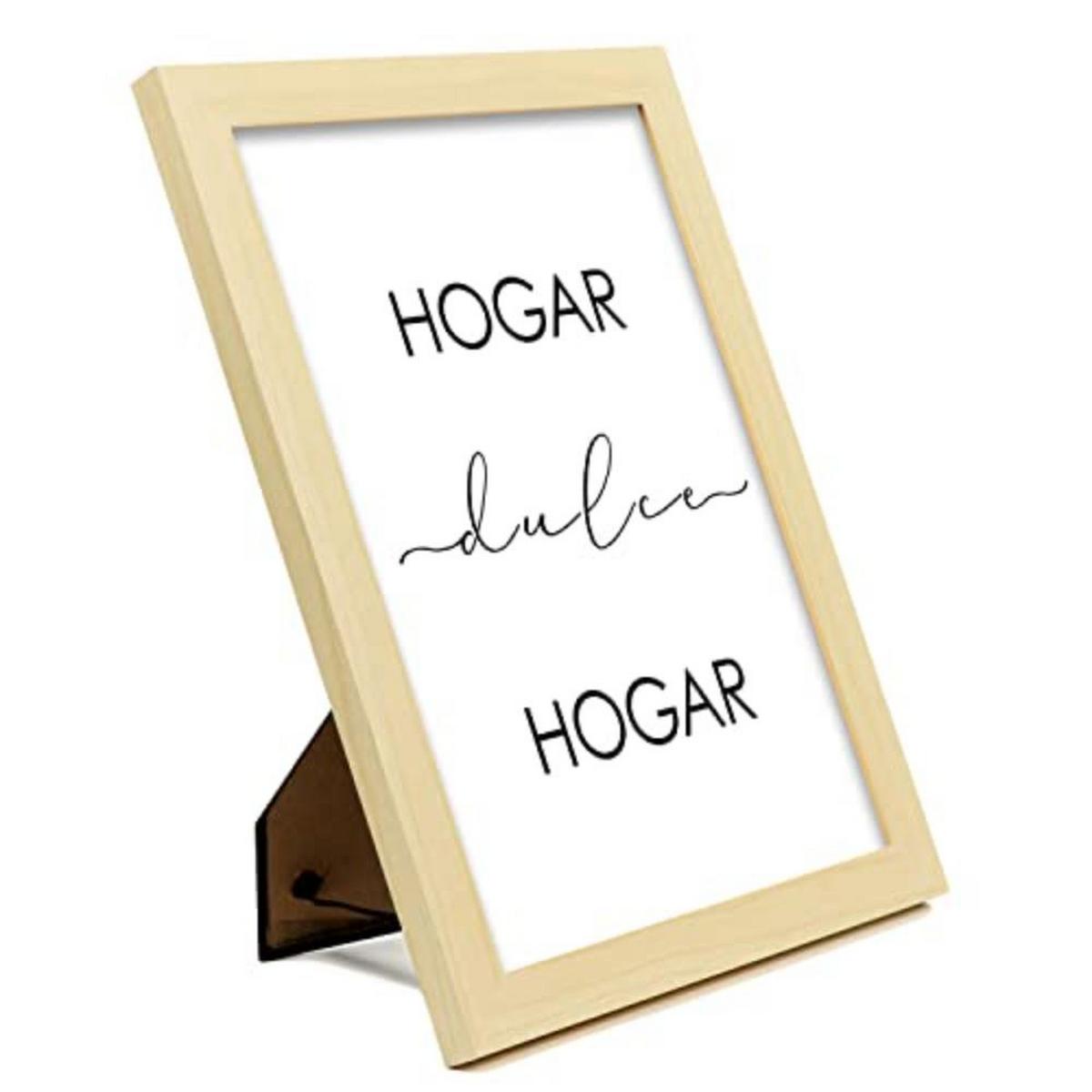 POSTER Set mit 4 Zuhause TypografieStil A4 Rahmen aus hellem Holz - Beige, Papier (29.7/3cm) - Nacnic