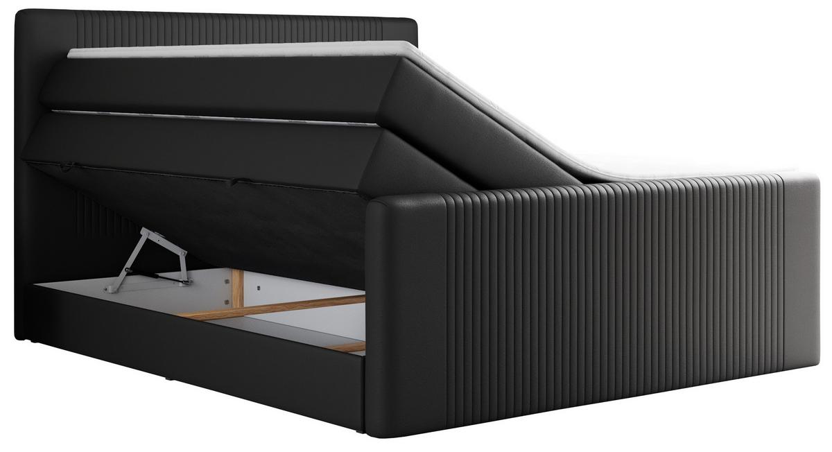BOXSPRINGBETT KING DOREN 160/200 Schwarz Kunstleder - H3 - Schwarz, Holz/Textil (160/200cm) - MKS