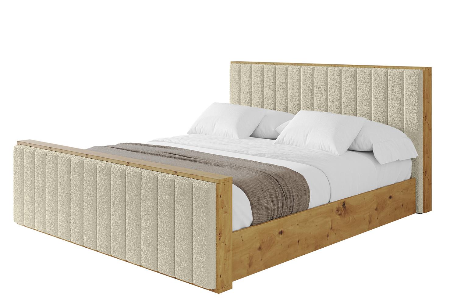 POLSTERBETT mit Bettkasten, Fußteil und Lattenrost, Boxbett mit Matratze H3/H4 - ENZO4-Z 180x200 Beige - Taupe, Holzwerkstoff/Textil (180/200cm) - ALTDECOR