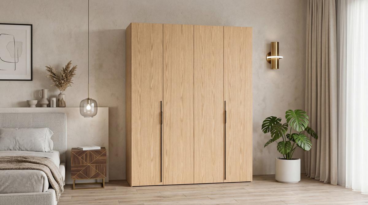 DREHTÜRENSCHRANK ANCONA 200/240/58cm 4-türig Eichefarben - Eichefarben, Holzwerkstoff (200/240/58cm) - MASSENO