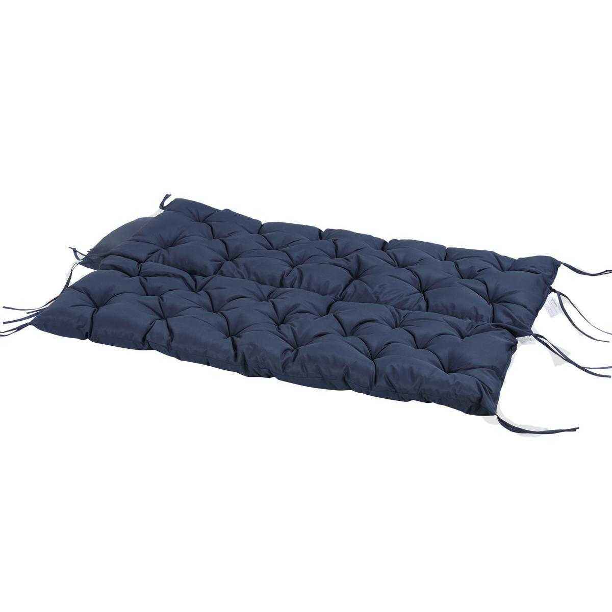 3 Sitzer Bankauflage 150 x 98 x 8 cm, Bankkissen mit Bändern, Sitzkissen Blau - Blau, Kunststoff (150/8/98cm) - Outsunny