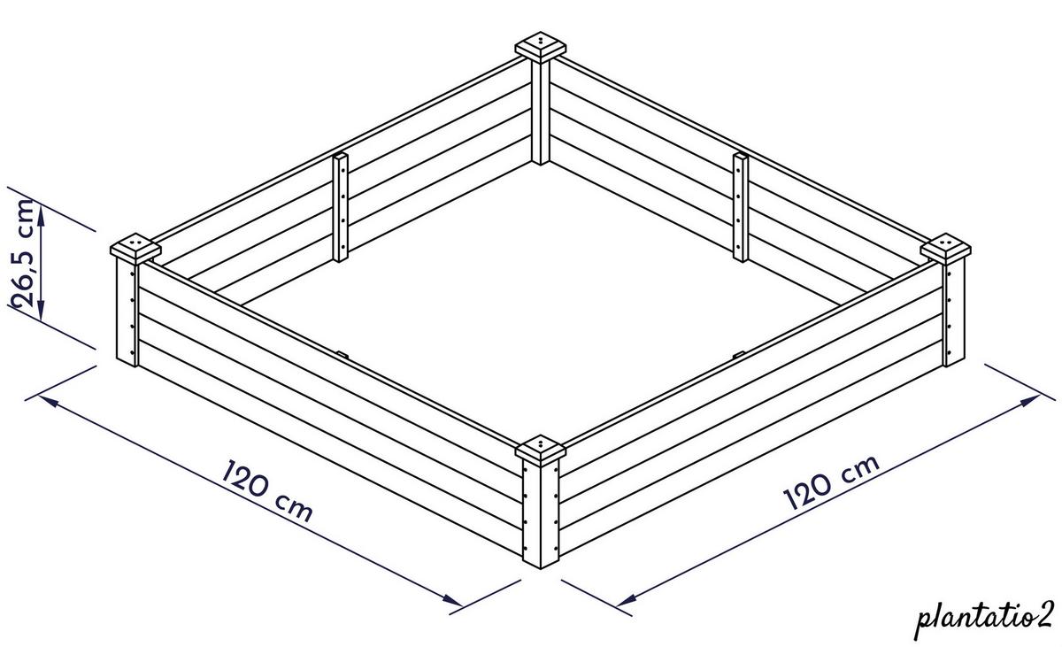 HOCHBEET-UMRANDUNG aus Holz für Garten, quadratisch - Weiß, Holz (120/26.5/120cm) - WONDERMAKE