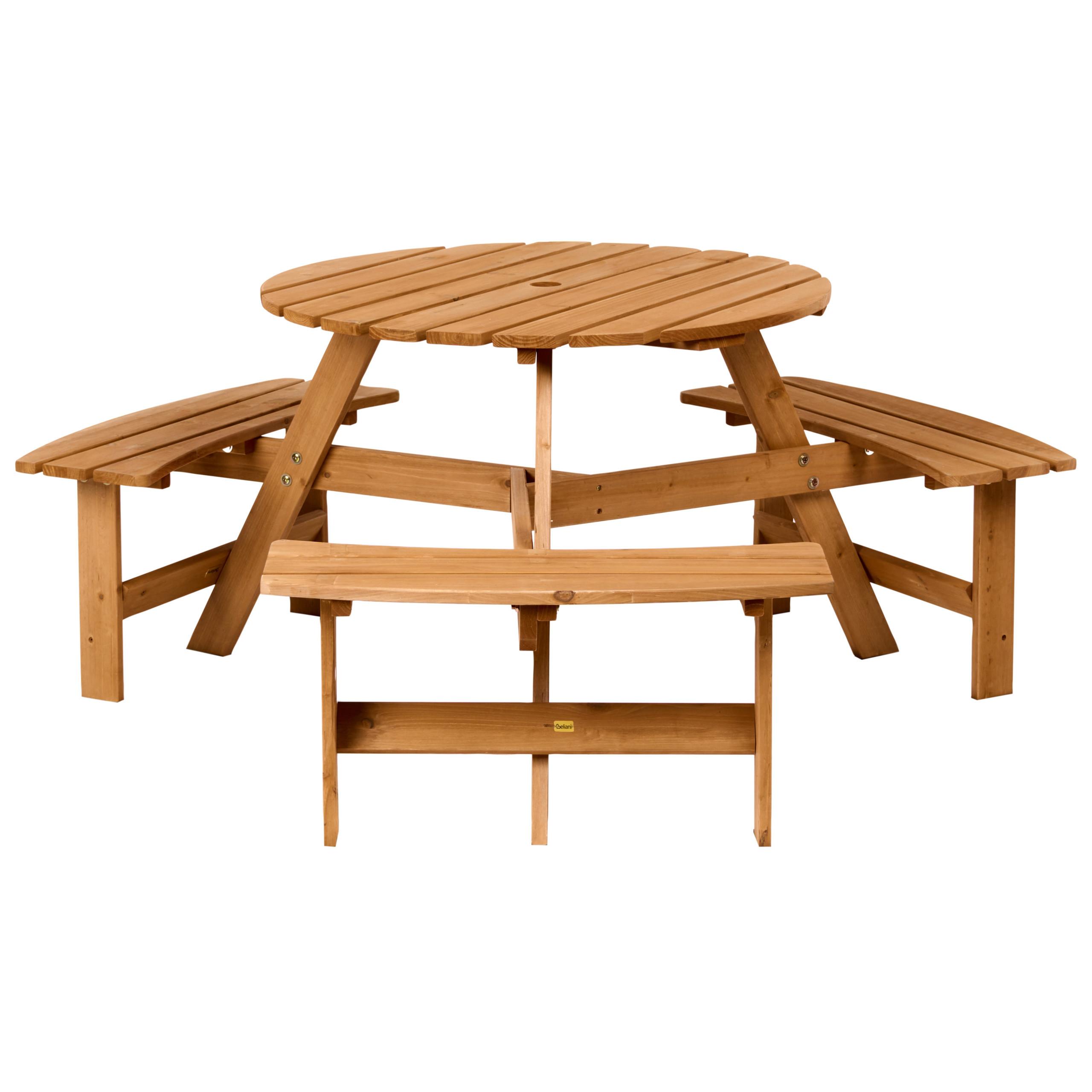 PICKNICKTISCH mit Bänken Tannenholz Hellbraun Calascibetta - Hellbraun, Holz - Beliani