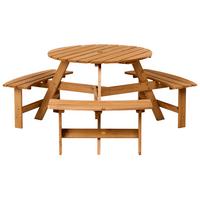 PICKNICKTISCH mit Bänken Tannenholz Hellbraun Calascibetta - Hellbraun, Holz - Beliani