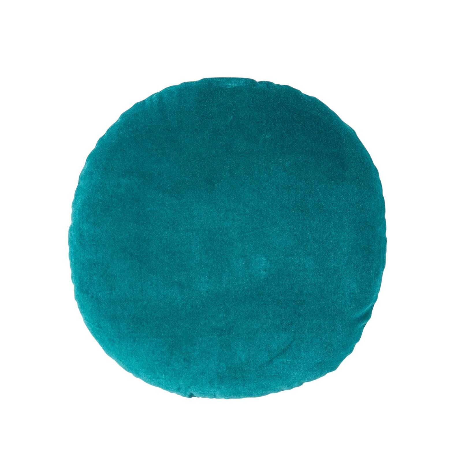 DEKOKISSEN rund petrol, Baumwollsamt?40 cm - Petrol, Textil (40/40cm) - Homescapes