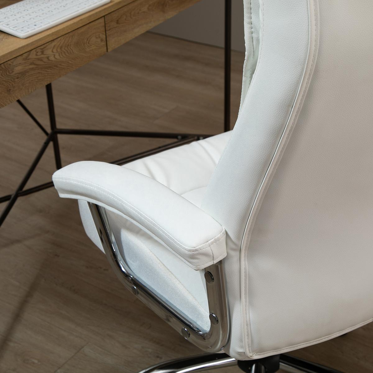 CHEFSESSEL, Bürostuhl, Kunstleder, Weiß - Weiß, Metall (69/121/66cm) - Vinsetto