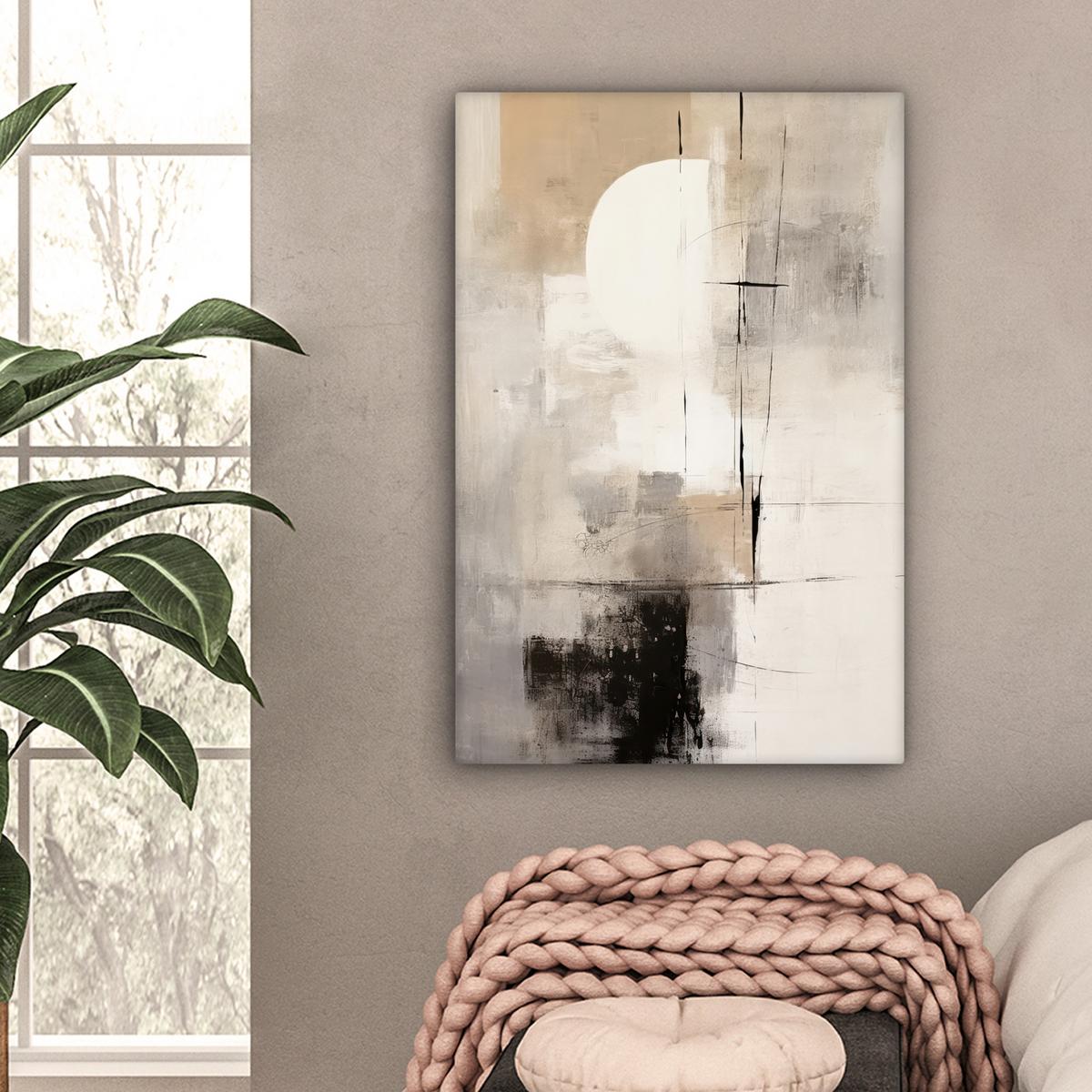 LEINWANDBILD Abstrakt - Kunst - Grau Wanddeko Schlafzimmer 60x90 cm - Hellgrau, Textil (60/90cm) - MuchoWow