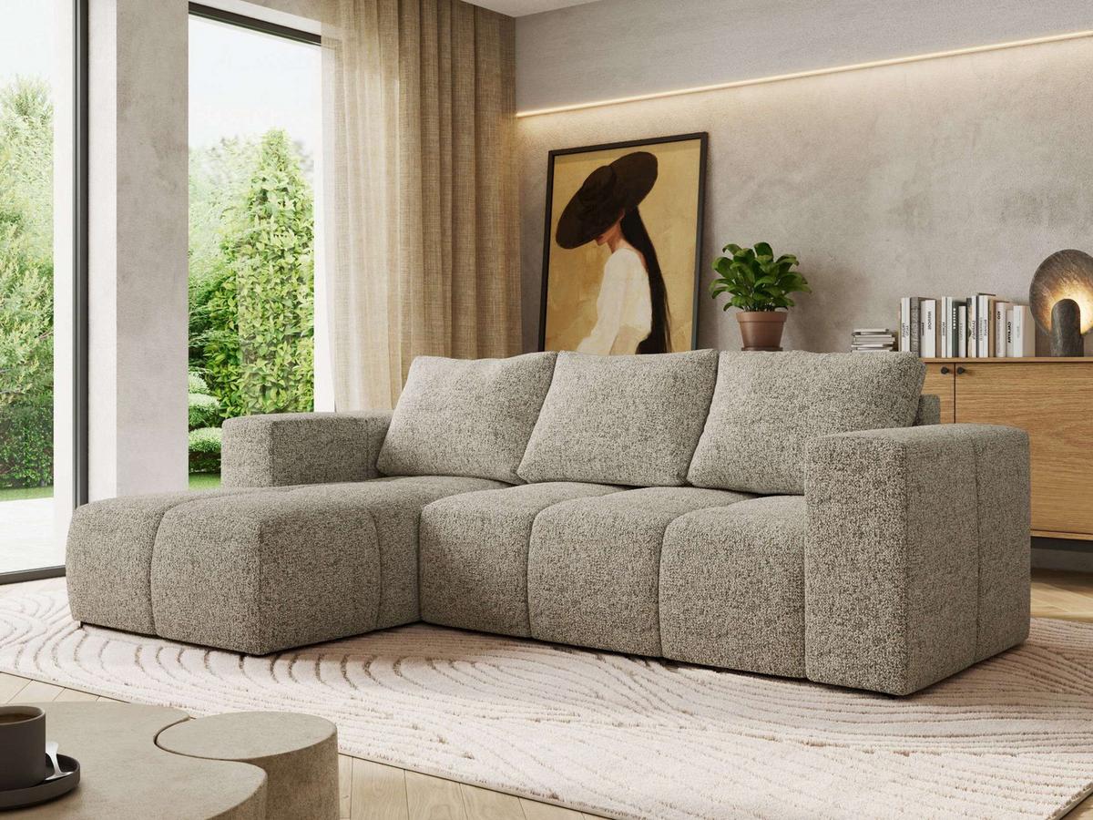 ECKSOFA MONIVA Beige Strukture - Links - Beige/Schwarz, Kunststoff/Textil (164/266cm) - MKS