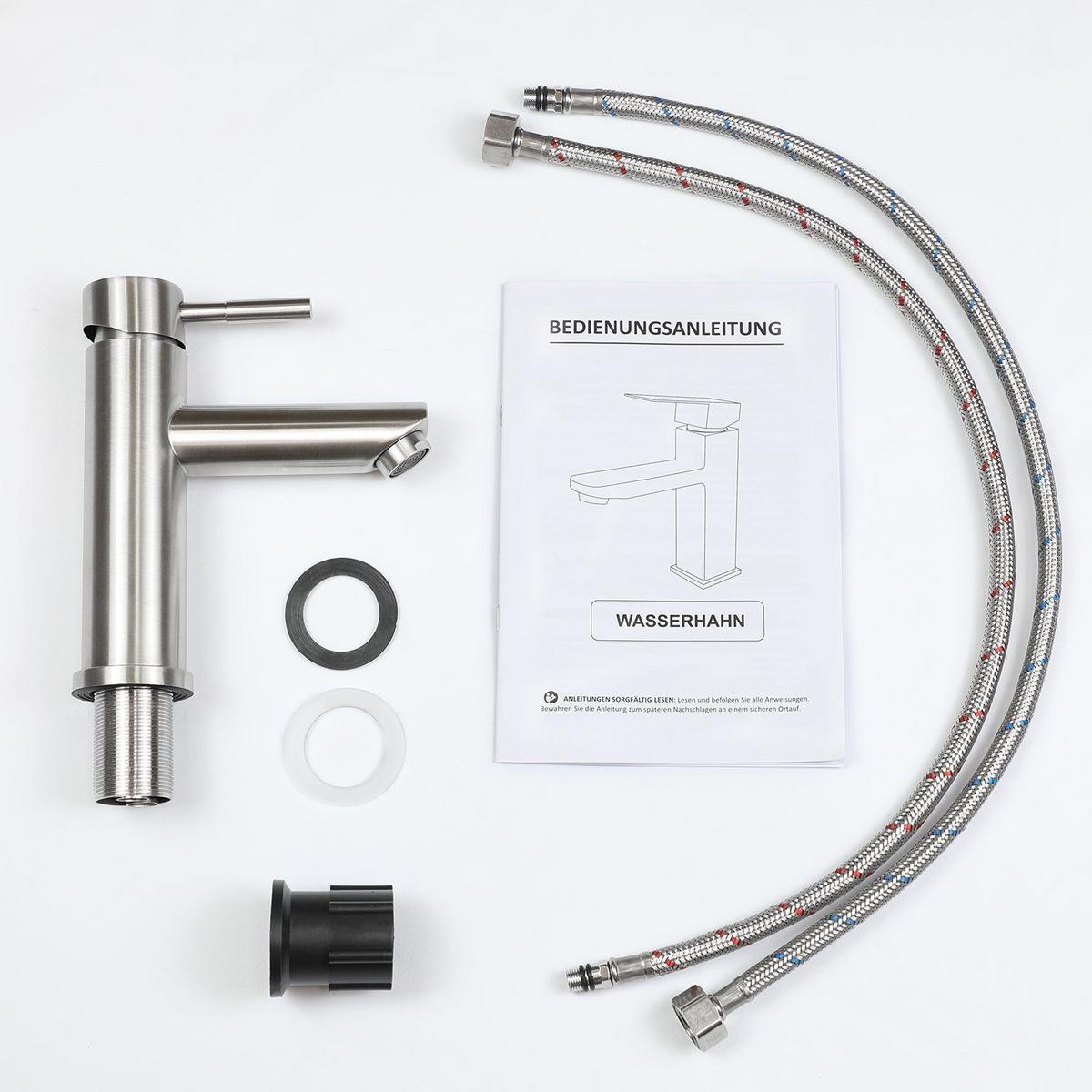 WASCHTISCHARMATUR Quellisu 14.6/4.6/17.4cm - Silberfarben, Metall (4.6/17.4/14.6cm) - ZMH