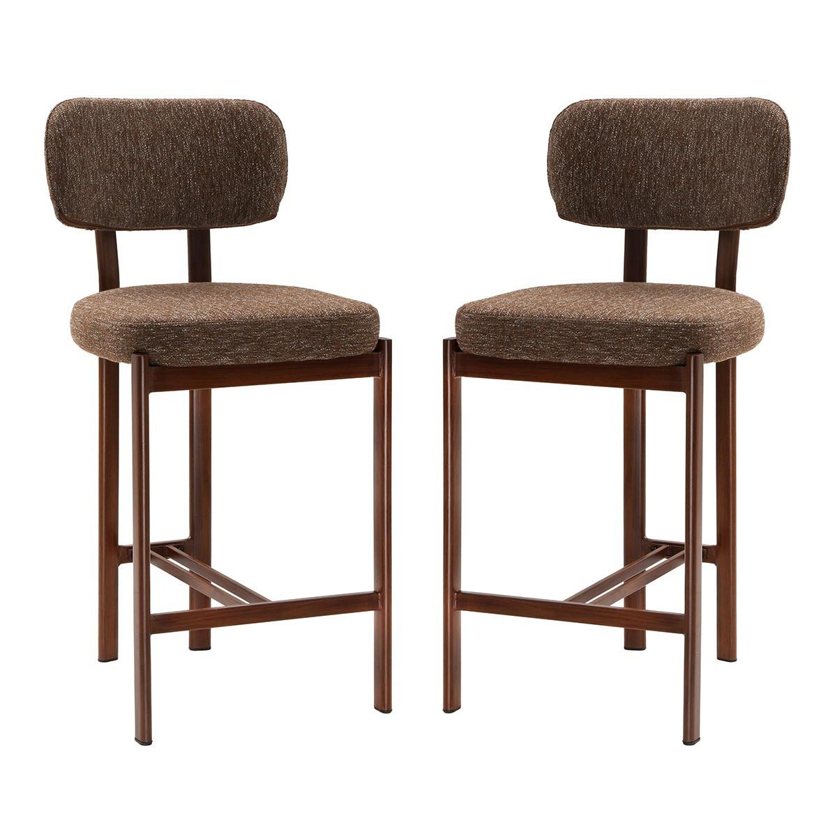 HOCKER 2er Set Stoff 56/56/92 cm - Braun, Textil (56/92/56cm) - Calicosy