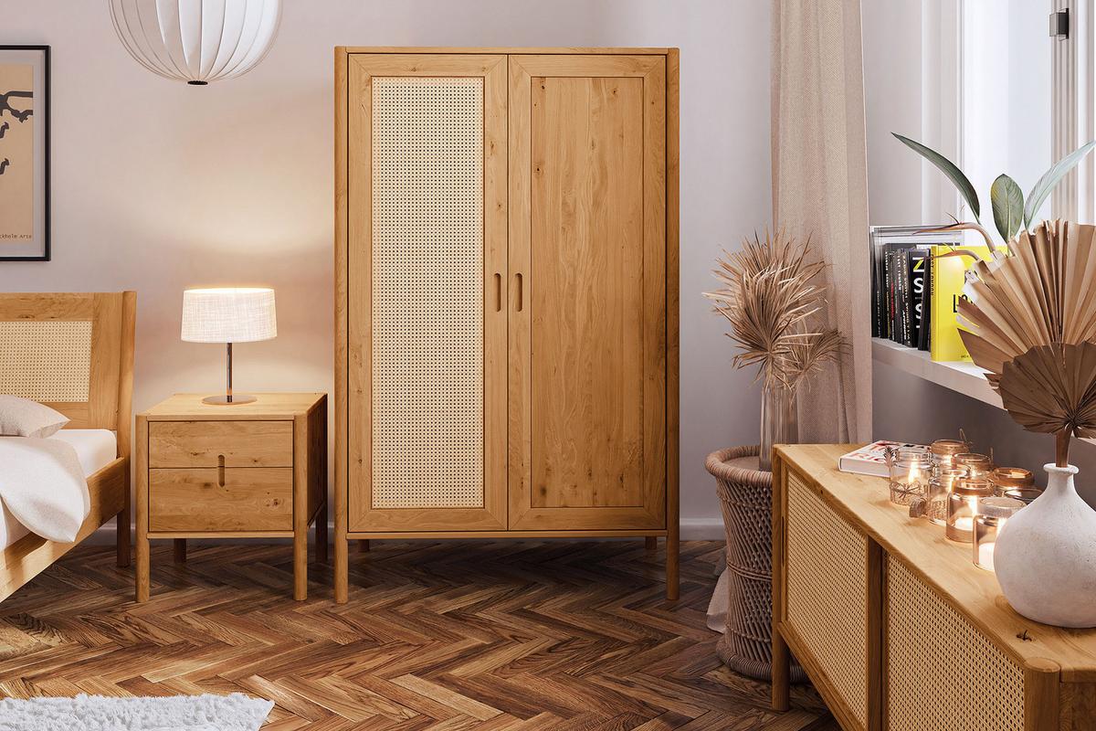 KLEIDERSCHRANK INA Wildeiche - Mokka, Holz (108/175/60cm) - byoak