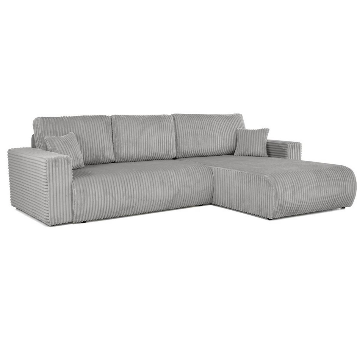 ECKSCHLAFSOFA Porto mit universelle Ottomane, Hellgrau - Hellgrau/Schwarz, Textil (288/190cm) - Beautysofa