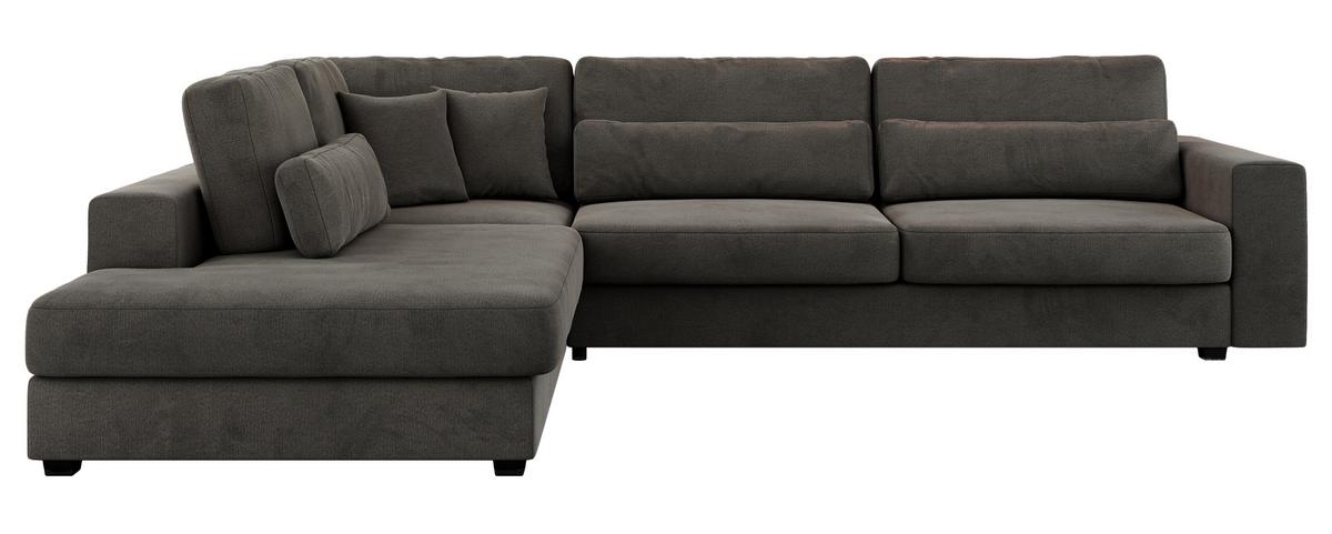ECKSOFA Savona Dunkelgrau Velvet - links - Dunkelgrau/Schwarz, Kunststoff/Textil (316/249cm) - MKS