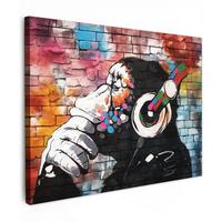 LEINWANDBILD Affe - Graffiti - Musik Wandbild 40x30 cm - Multicolor, Textil (40/30cm) - MuchoWow