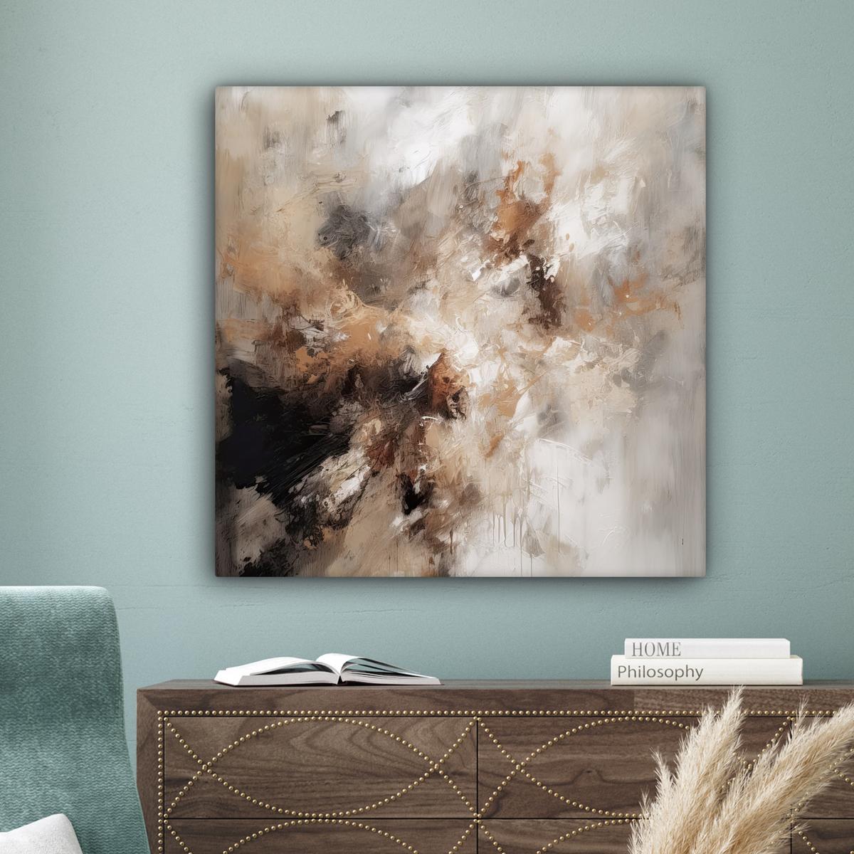 LEINWANDBILD Farbe - Abstrakt - Beige - Kunst Deko Groß 90x90 cm - Greige, Textil (90/90cm) - MuchoWow