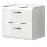 WASCHBECKENUNTERSCHRANK inklusive Waschbecken weiß Hochglanz, Waschtisch hängend - Weiß Hochglanz, Keramik/Holzwerkstoff (60/55/46cm) - Inn.Furn