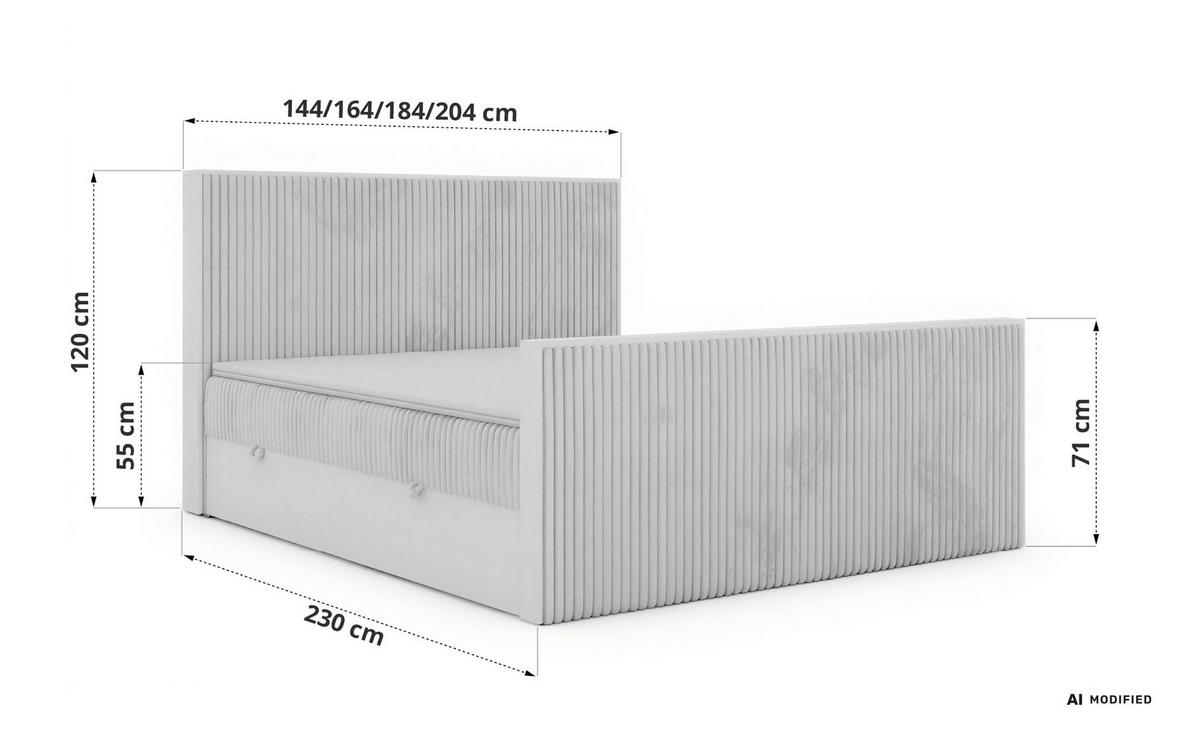 BOXBETT TRAVIT DUO 140/200 - Grau Cord - Topper Visco - H4 - Schwarz/Grau, Kunststoff/Textil (140/200cm) - MKS