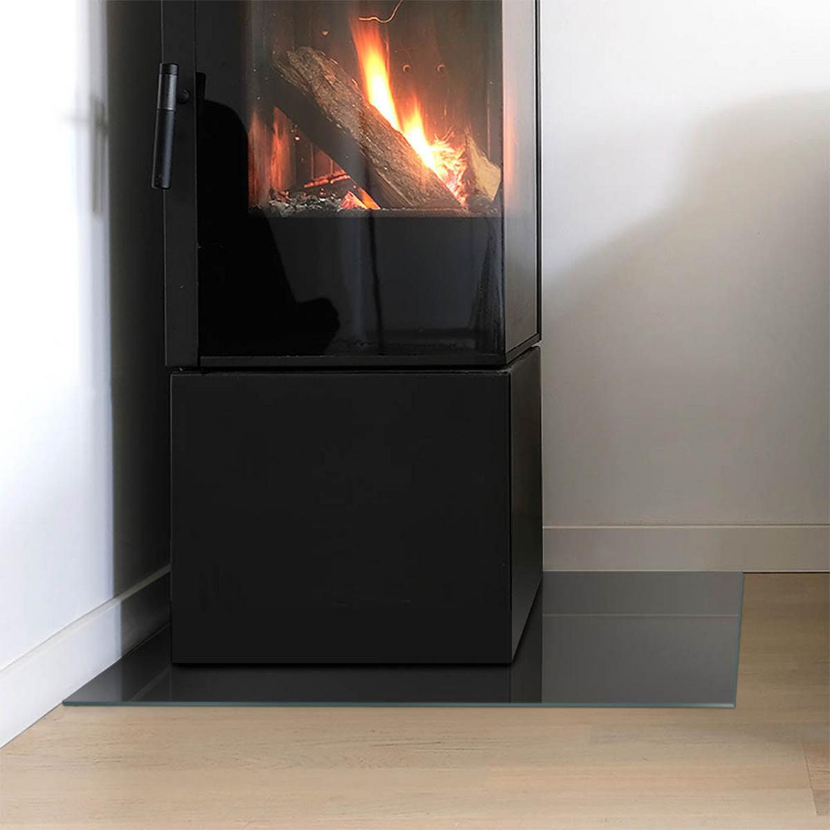 GLASPLATTE für Kamin 60x40 cm - Grau, Glas (60/40/0.4cm) - TULUP