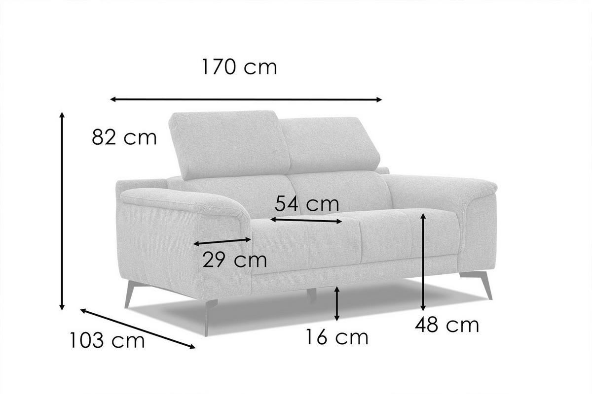 SOFA FIERO 2-Sitzer, taupe - Taupe/Schwarz, Holzwerkstoff/Textil (170/82/103cm) - Wozimo