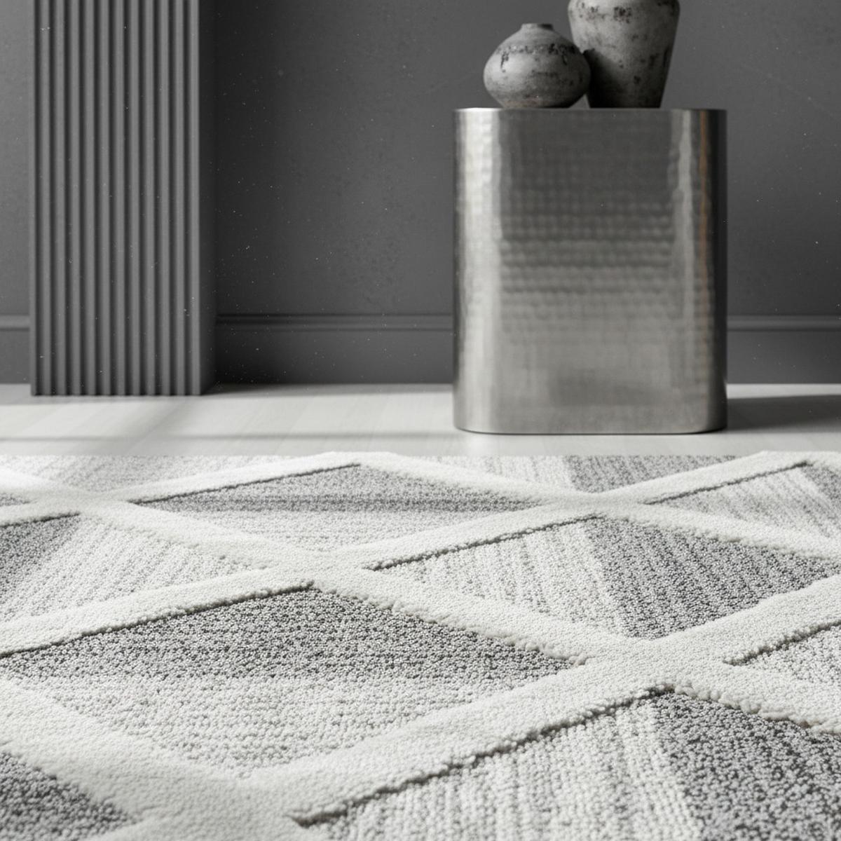 HOCHFLORTEPPICH EISACK, geometrisch, Florhöhe 20 mm, Grau, 140 x 200 cm - Grau, Textil (200/140cm) - KADIMA DESIGN