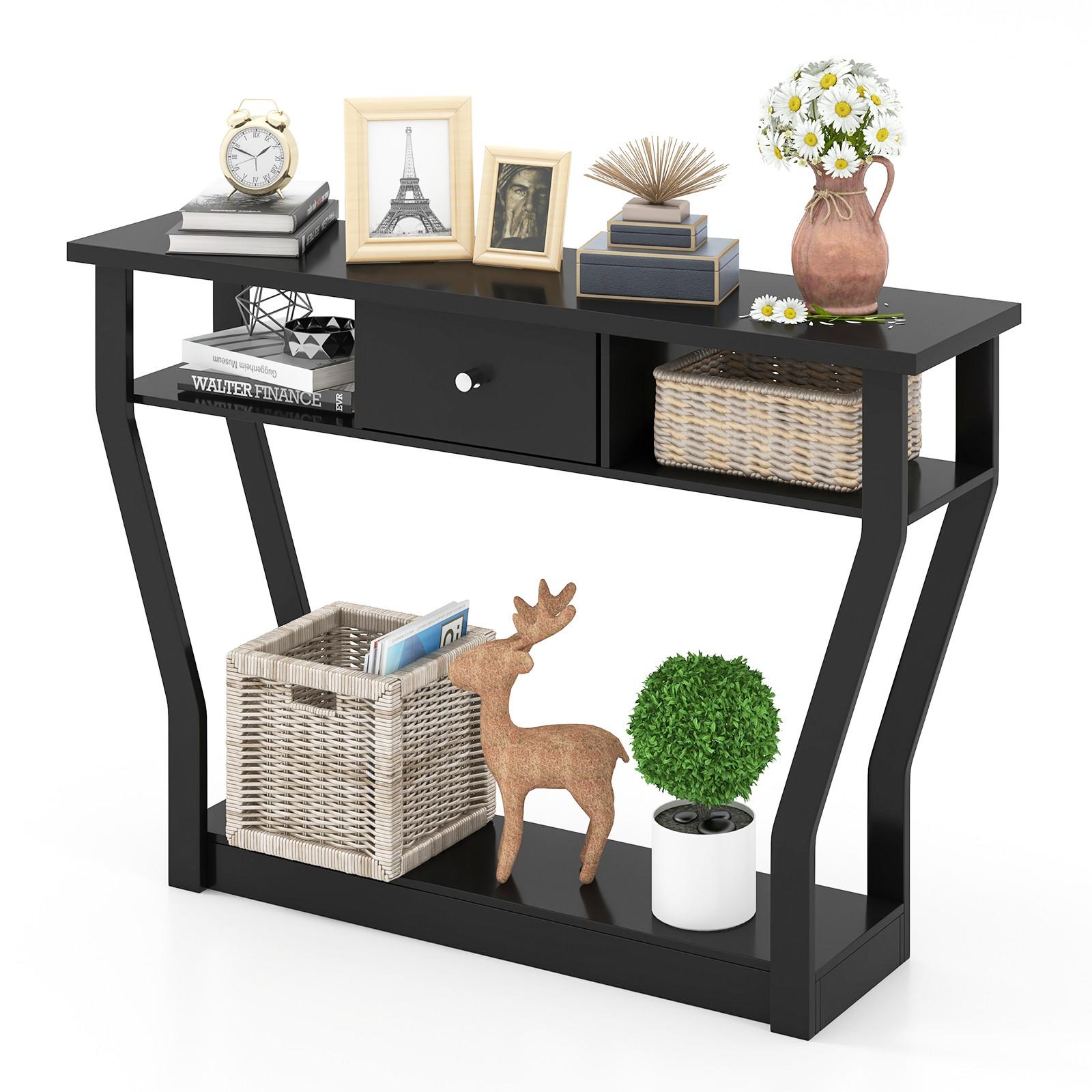 KONSOLENTISCH Schwarz - Schwarz, Holzwerkstoff (30/120/81cm) - COSTWAY