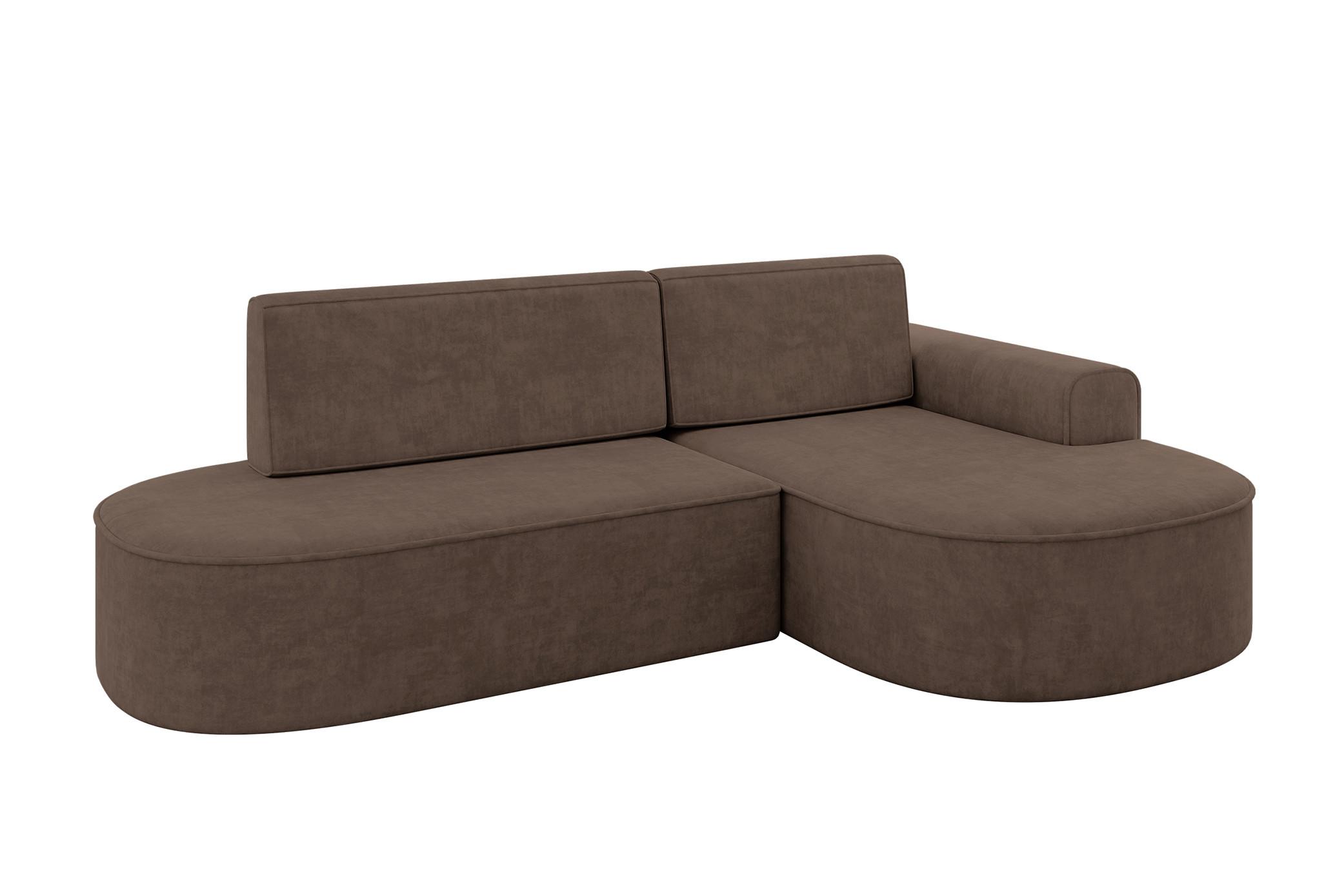 ECKSOFA mit Schlaffunktion und Bettkasten Ottomane Rechts MARI-L1-S - 283x167x73 cm Braun Velours - Schwarz/Bronzefarben, Holzwerkstoff/Kunststoff (167/283cm) - ALTDECOR
