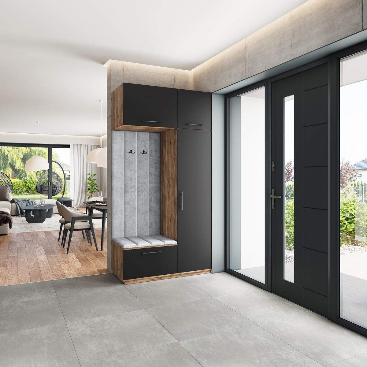 GARDEROBENSCHRANK REMA 120/240/60 cm Modern Eichefarben - Eichefarben/Hellgrau, Holzwerkstoff (120/240/60cm) - MASSENO