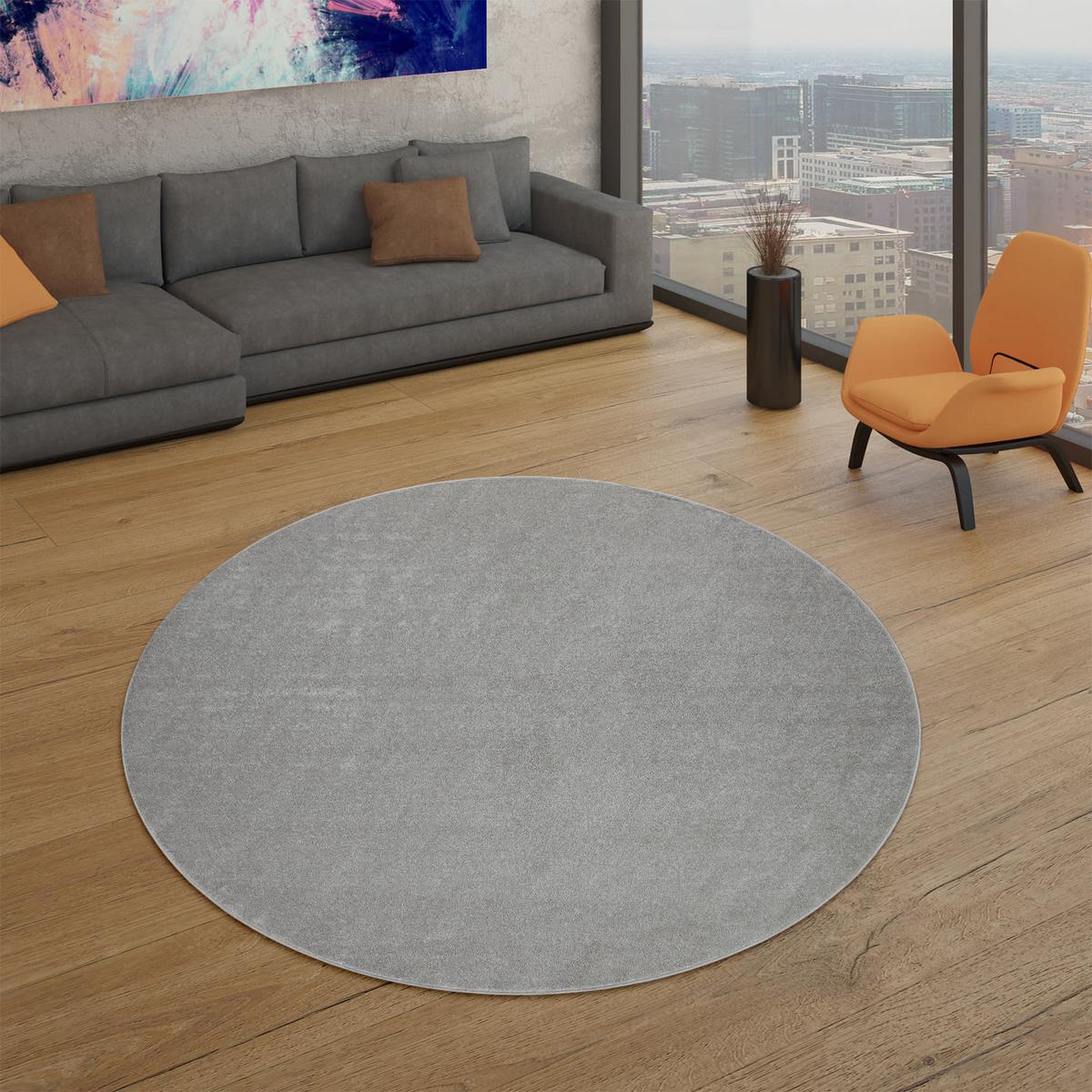 FLACHWEBETEPPICH Silberfarben Ø 160 cm - Silberfarben, Kunststoff (160/160cm) - TT Home