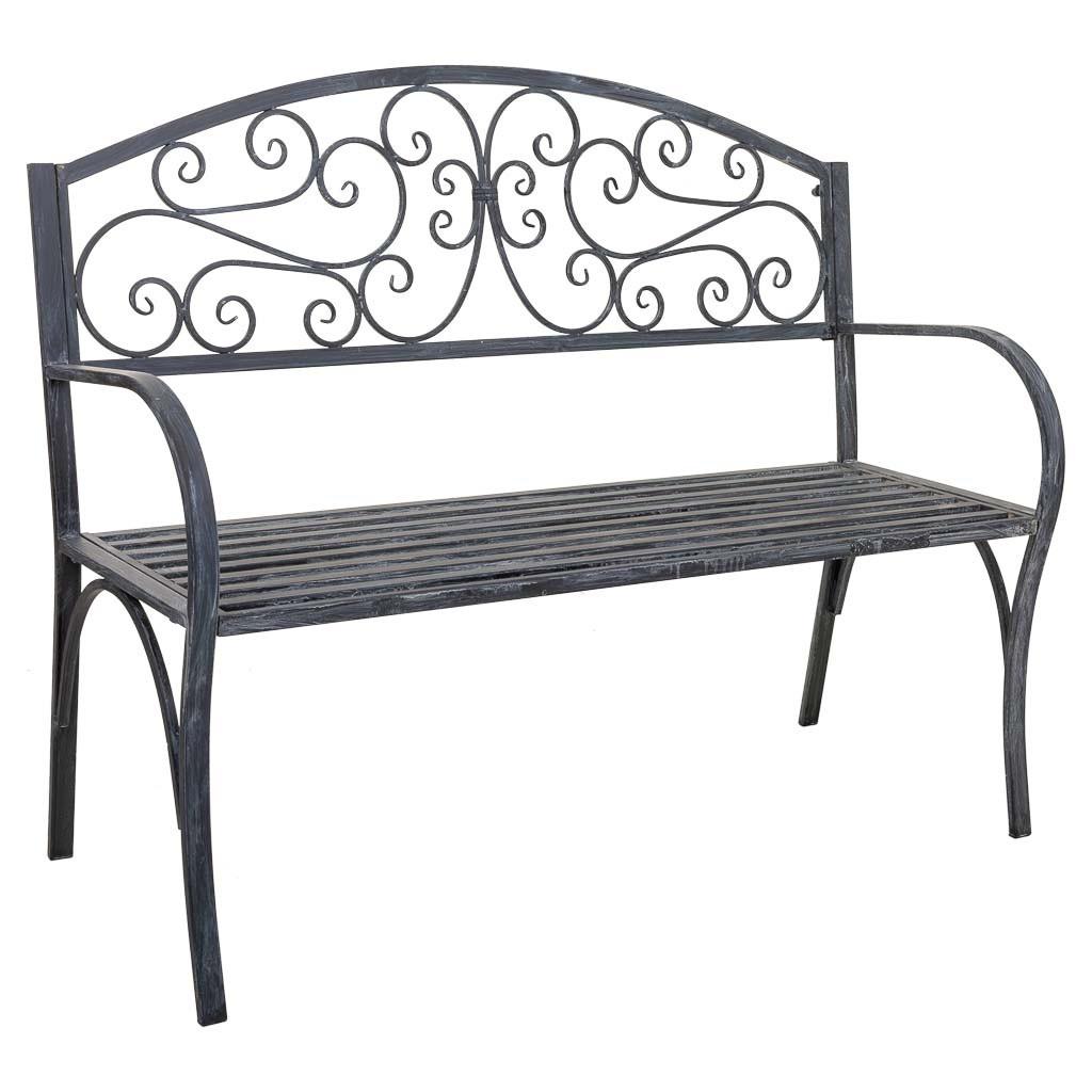 BANK aus Metall, grau, 123x53x91cm - Grau, Metall (153/91/53cm) - Wanderlust