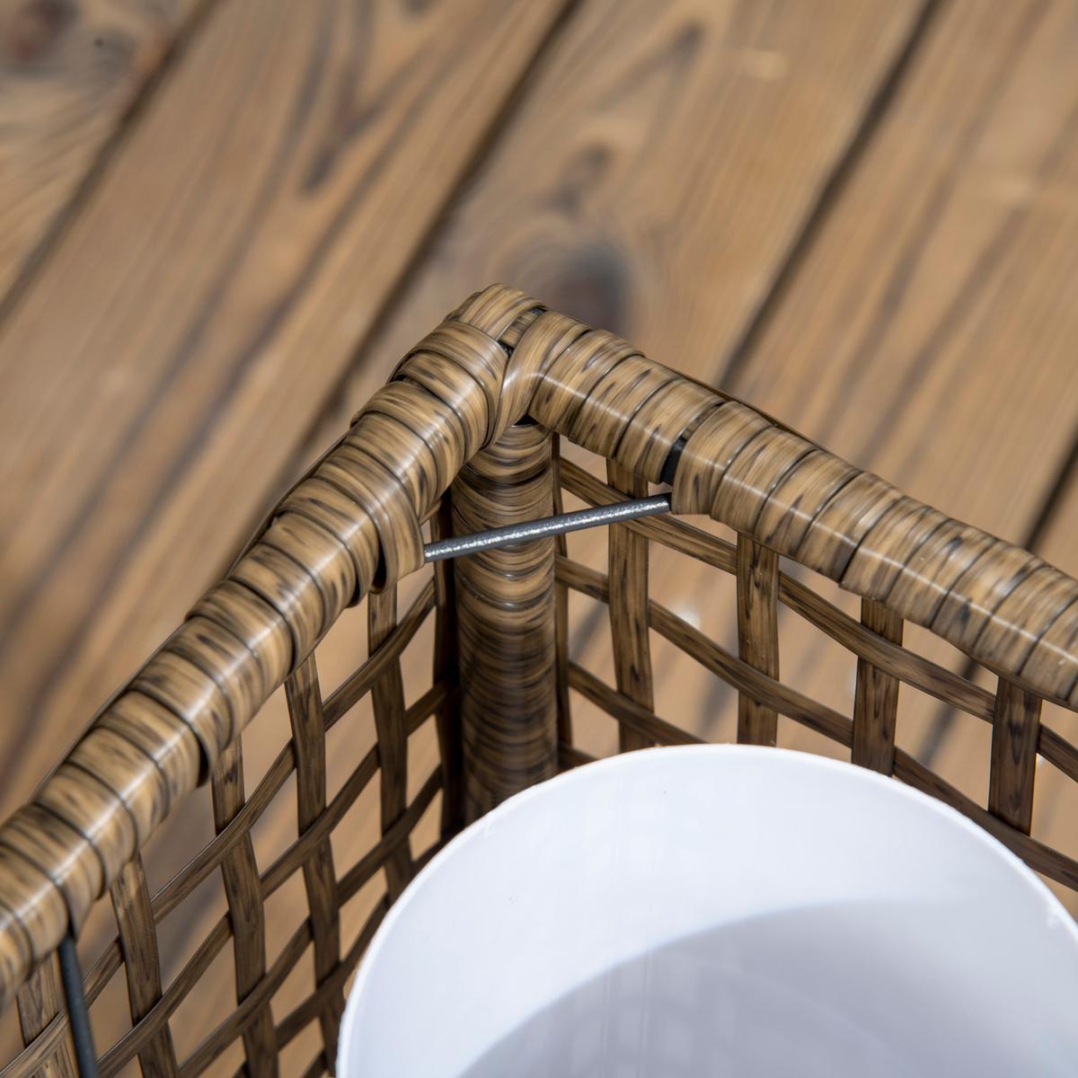 SOLARLEUCHTE, Rattan, Stahl, Sand - Schwarz, Metall (15.5/15.5/46cm) - Outsunny