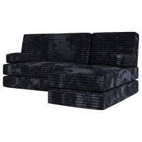 ECKSOFA NOTIA modulares Boneless Sofa mit Schlaffunktion Schwarz Cordstoff - Schwarz, Textil (200/120cm) - MASSENO