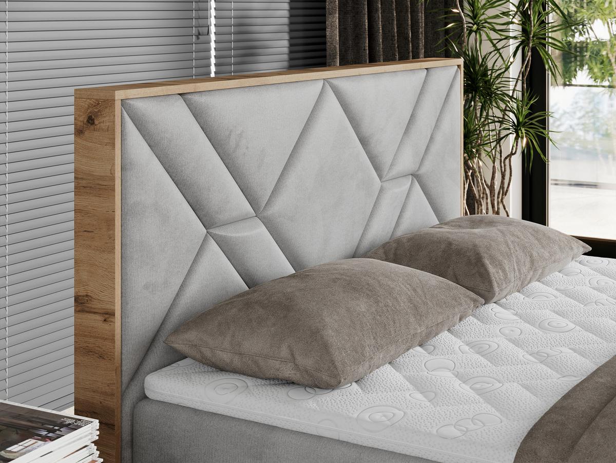 BOXBETT GUNAR - 140/200 Hellgrau Velvet - H4 - Hellgrau, Holz/Textil (140/200cm) - MKS