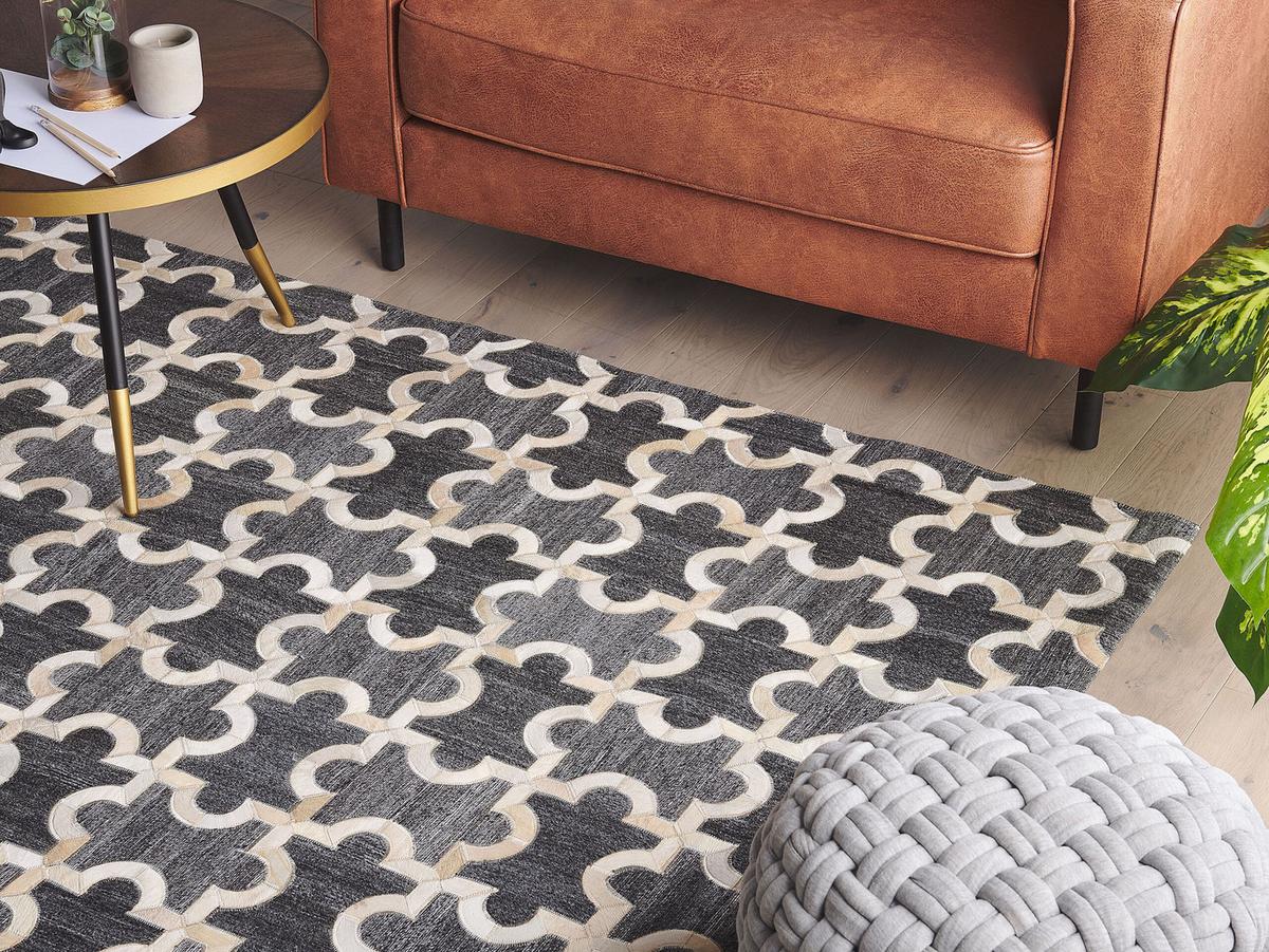 PATCHWORK-TEPPICH Yedisu 200/140 cm - Grau, Fell (140/200cm) - Beliani