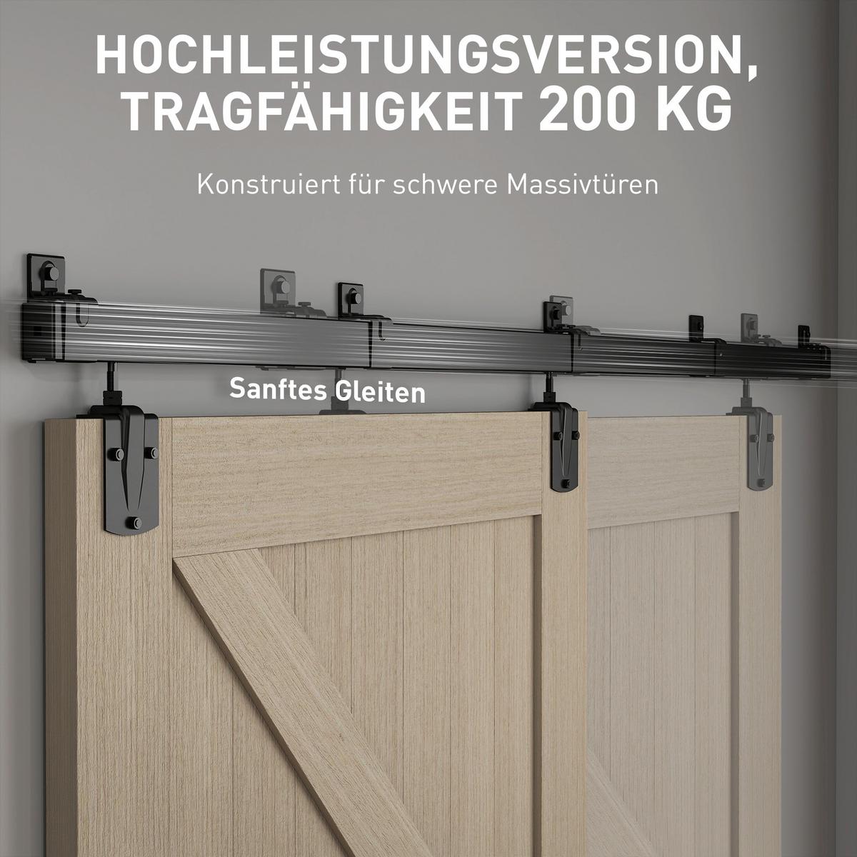 TÜRSCHIENENSYSTEM aus Kaltgewalztem-Karbonstahl Schwarz - Schwarz, Metall (4.7/6.1/244cm) - HOMCOM
