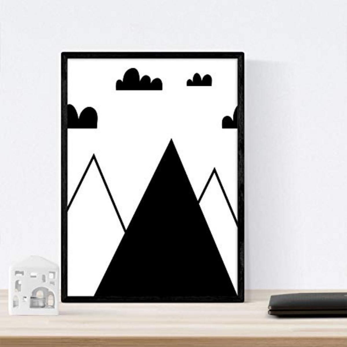 POSTER Set mit 4 „Casita, Mond, Berge und Wolken Herzen“ Tiere A4 Rahmenlos - Klar, Papier (29.7/3cm) - Nacnic