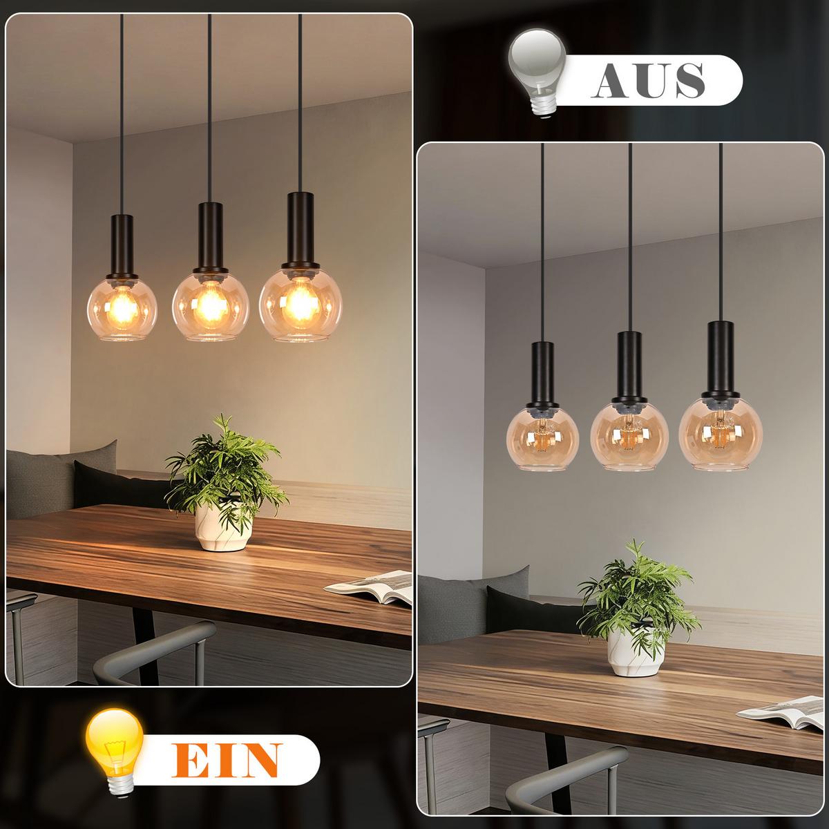 PENDELLEUCHTE Glorix 40/13/145 cm - Schwarz, Glas/Metall (40/13/145cm) - ZMH