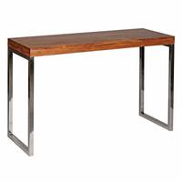 KONSOLENTISCH Massivholz Metallbeine Landhausstil GUNA, Dunkelbraun 45x120x76 cm - Silberfarben/Braun, Holz/Metall (120/45/76cm) - KADIMA DESIGN