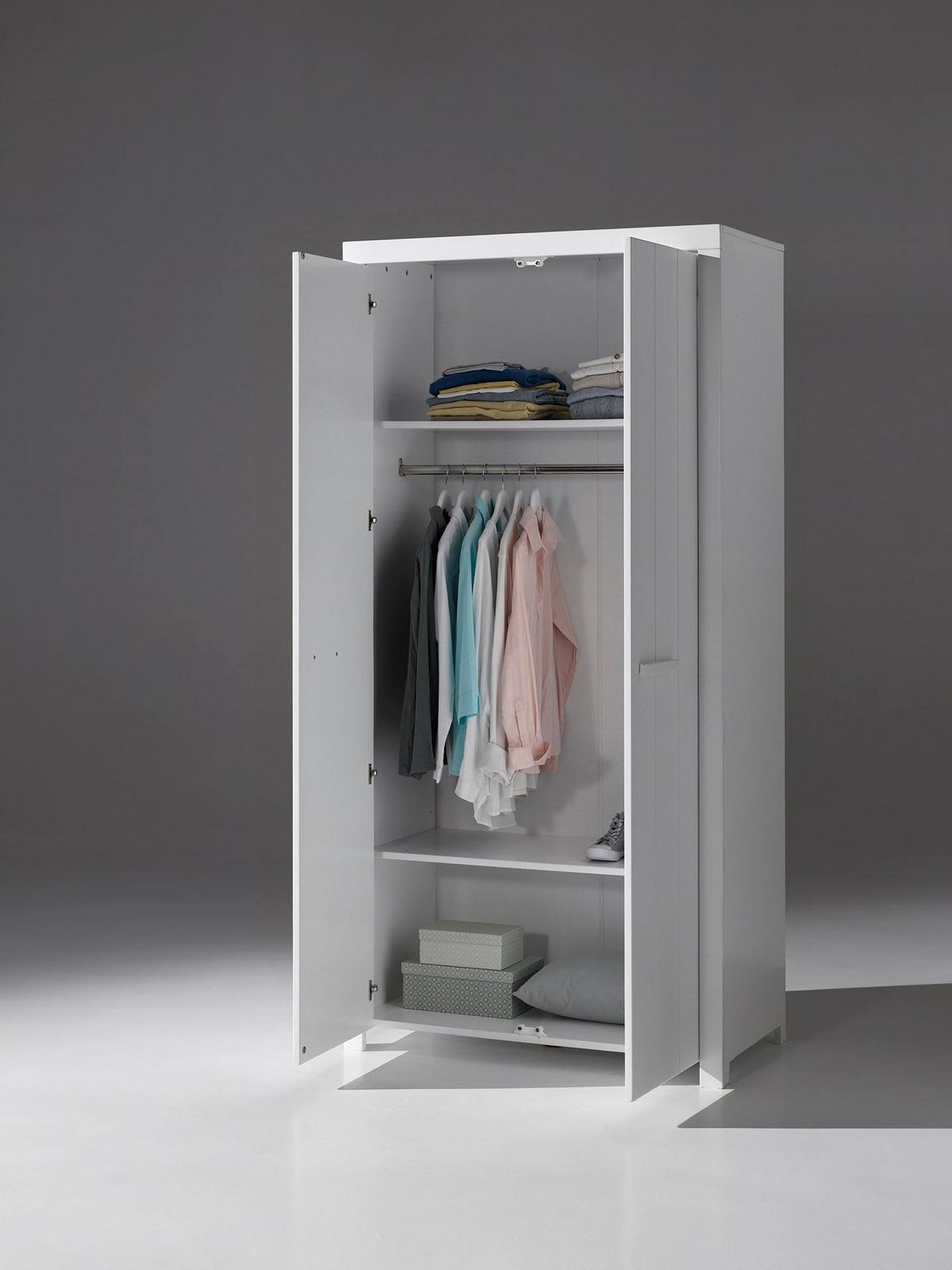 KINDERZIMMERSCHRANK Karalynn 100x58x206 mit 2 Türen MDF Weiß - Weiß, Holzwerkstoff (100/206/58cm) - 58aufmkessel